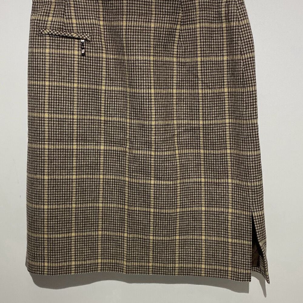 Pendleton Women's Cream Brown Tartan 100% Virgin Wool Lined Pencil Skirt Sz 10P